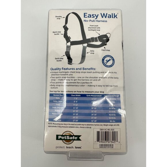 Petsafe Easy Walk No Pull Harnesses Foe Dogs Medium Large Black Silver - Picture 2 of 8